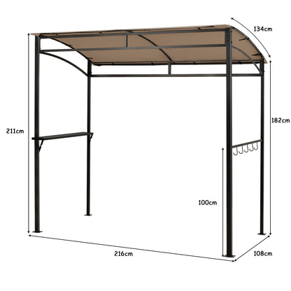 7 Feet Grill Gazebo with Serving Shelf and Storage Hooks-Coffee