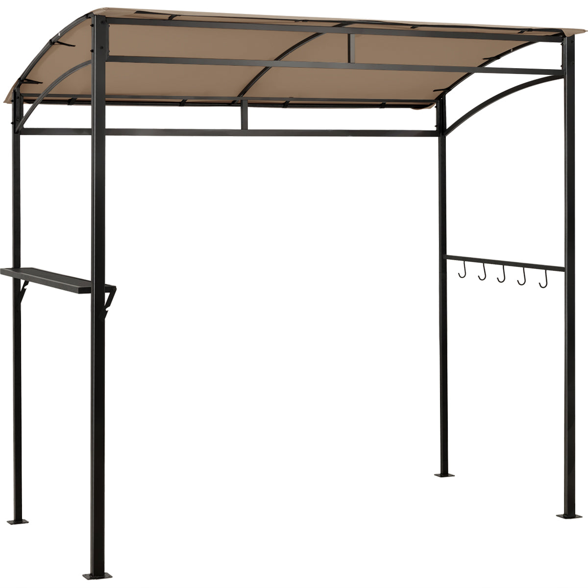 7 Feet Grill Gazebo with Serving Shelf and Storage Hooks-Coffee