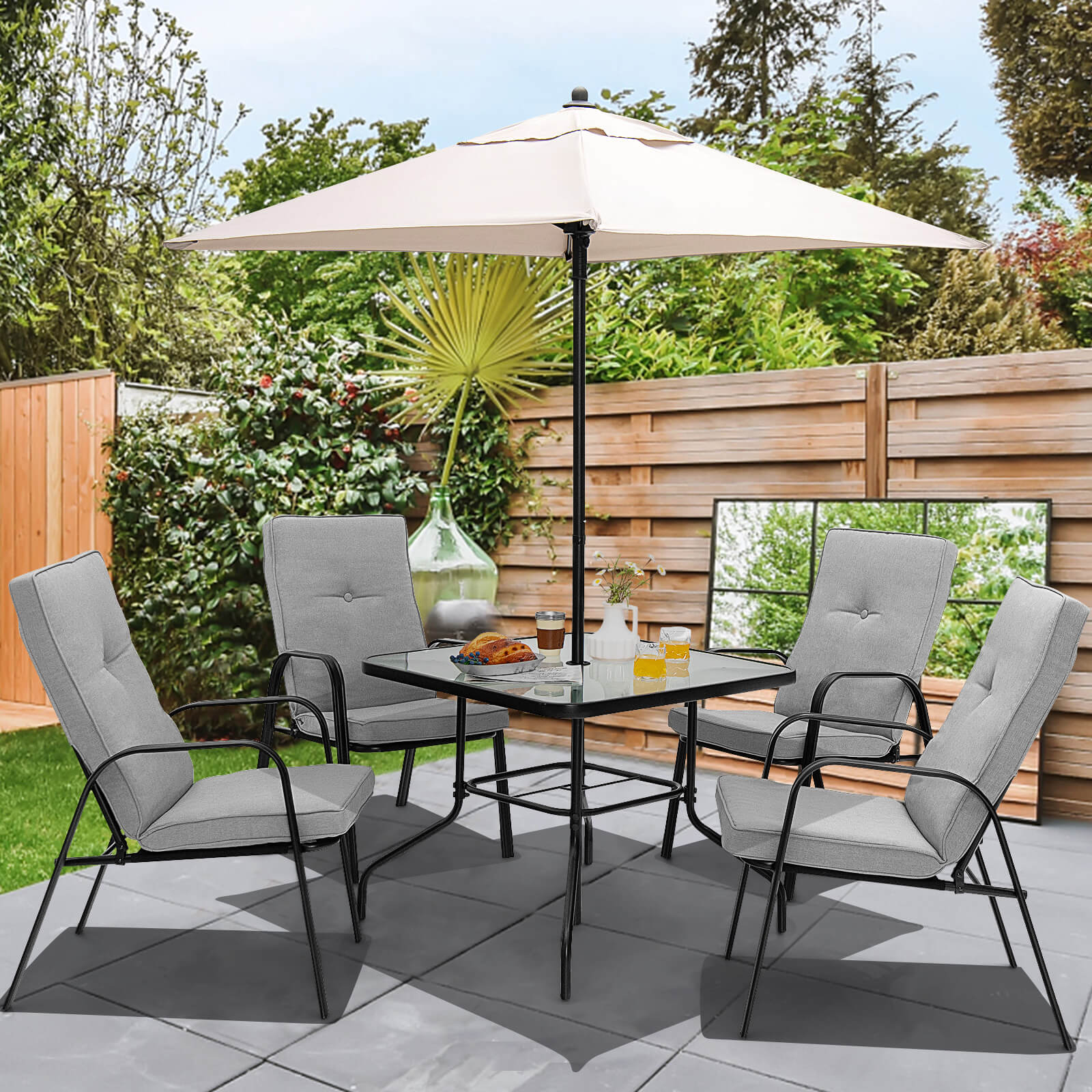  5-Piece Outdoor Dining Set with Removable Cushions