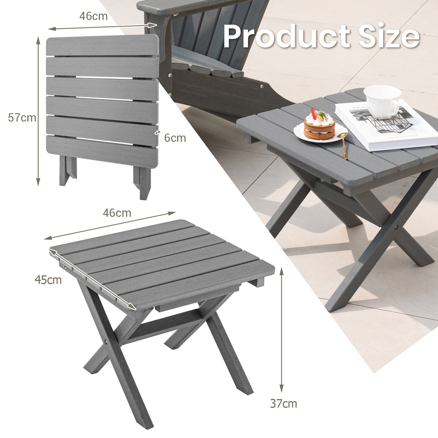 Outdoor Folding Side Table-Grey