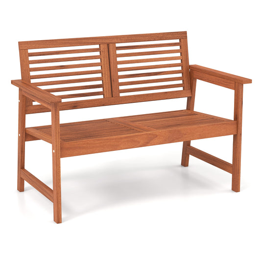 Outdoor Solid Wood Bench with Comfortable Backrest