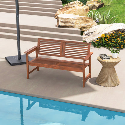 Outdoor Solid Wood Bench with Comfortable Backrest