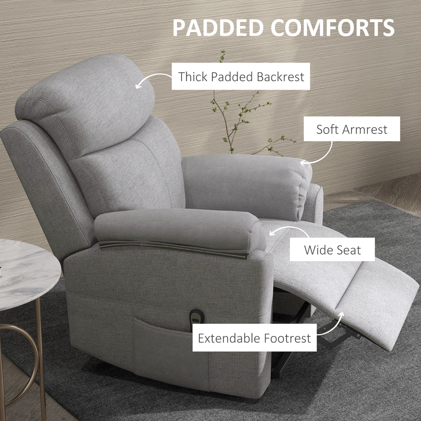 HOMCOM Power Lift Chair Electric Riser Recliner for Elderly, Linen Fabric Sofa Lounge Armchair with Remote Control and Side Pocket, Grey