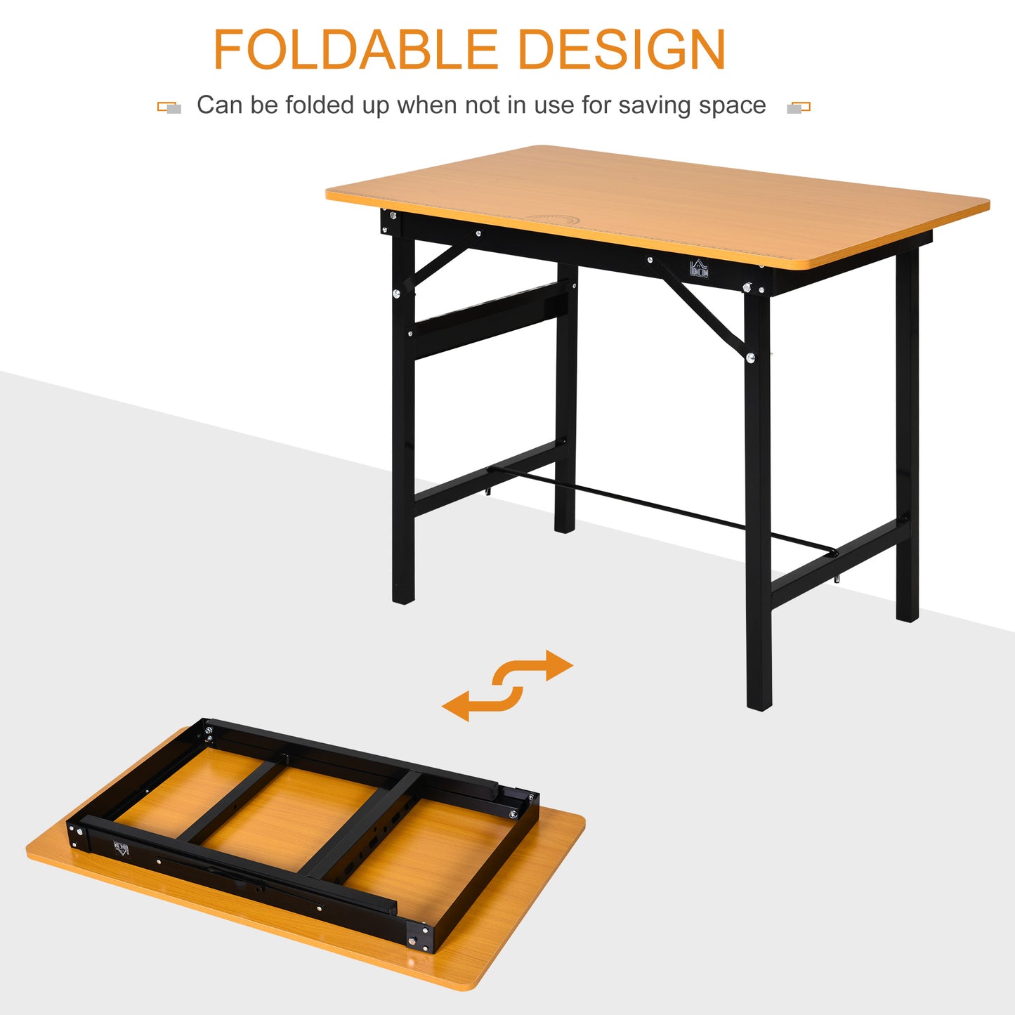 HOMCOM Foldable Garage Work Bench, Craft Table MDF Workstation, Heavy-duty Steel Frame with Ruler, Protractor