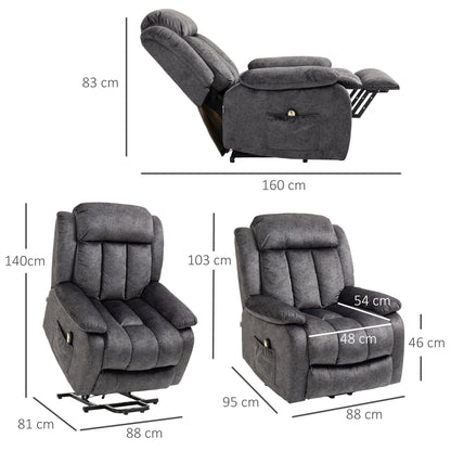 HOMCOM Riser and Recliner Chair, Microfibe Upholstered Recliner Chair for Elderly with Remote Control, Footrest, Padded Seat and Backrest