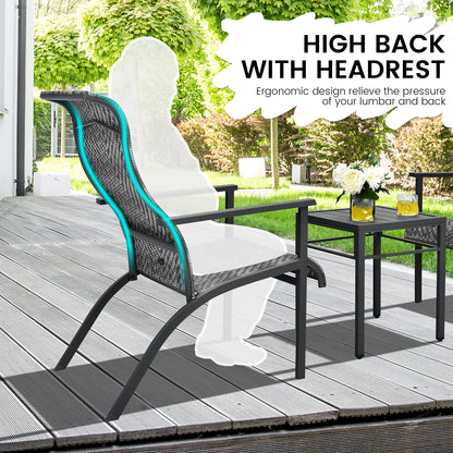 3-Piece Patio Bistro Furniture Set Ergonomic Design-Grey