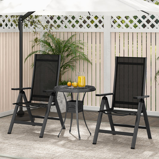 Patio Folding Lightweight Dining Chairs with 7-Position Adjustable High Backrest-Black