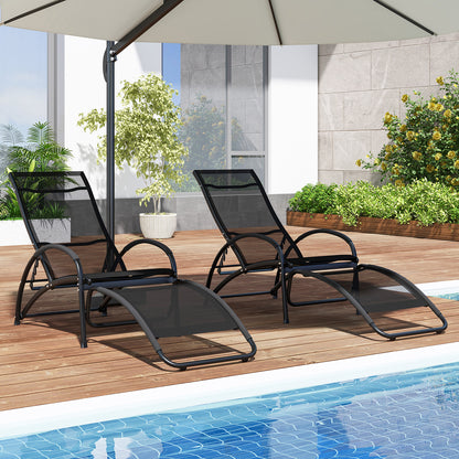 2-in-1 Outdoor Lounge Chair with 20° Rocking Angle-Black