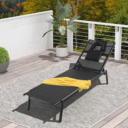 Patio Sunbathing Lounge Chair-Black