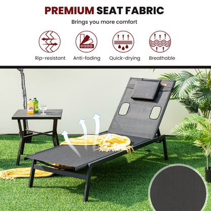 Patio Sunbathing Lounge Chair-Black