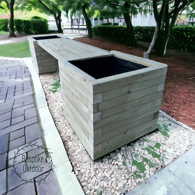 180 x 40 Garden Planters | Someset Style Bench | Planter With Trellis | Bespokeoutdoor | Garden Trellis | Unpainted