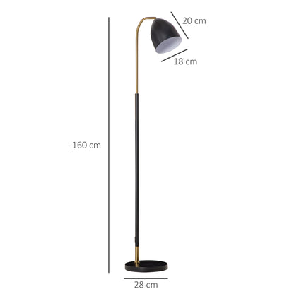 HOMCOM Arc Floor Lamp, Standing Reading Light, with Adjustable Lampshade, and Round Base for Living Room, Office, Bedroom, Black Gold