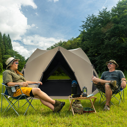 6-Sided Family Tent with Rainfly, Skylight, 3 Doors, 3 Windows-Olive Green