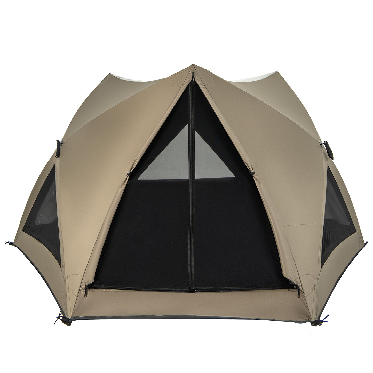 6-Sided Family Tent with Rainfly, Skylight, 3 Doors, 3 Windows-Olive Green