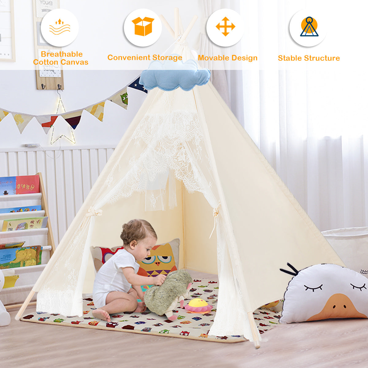 Portable Kids Lace Playhouse Tent with Bag