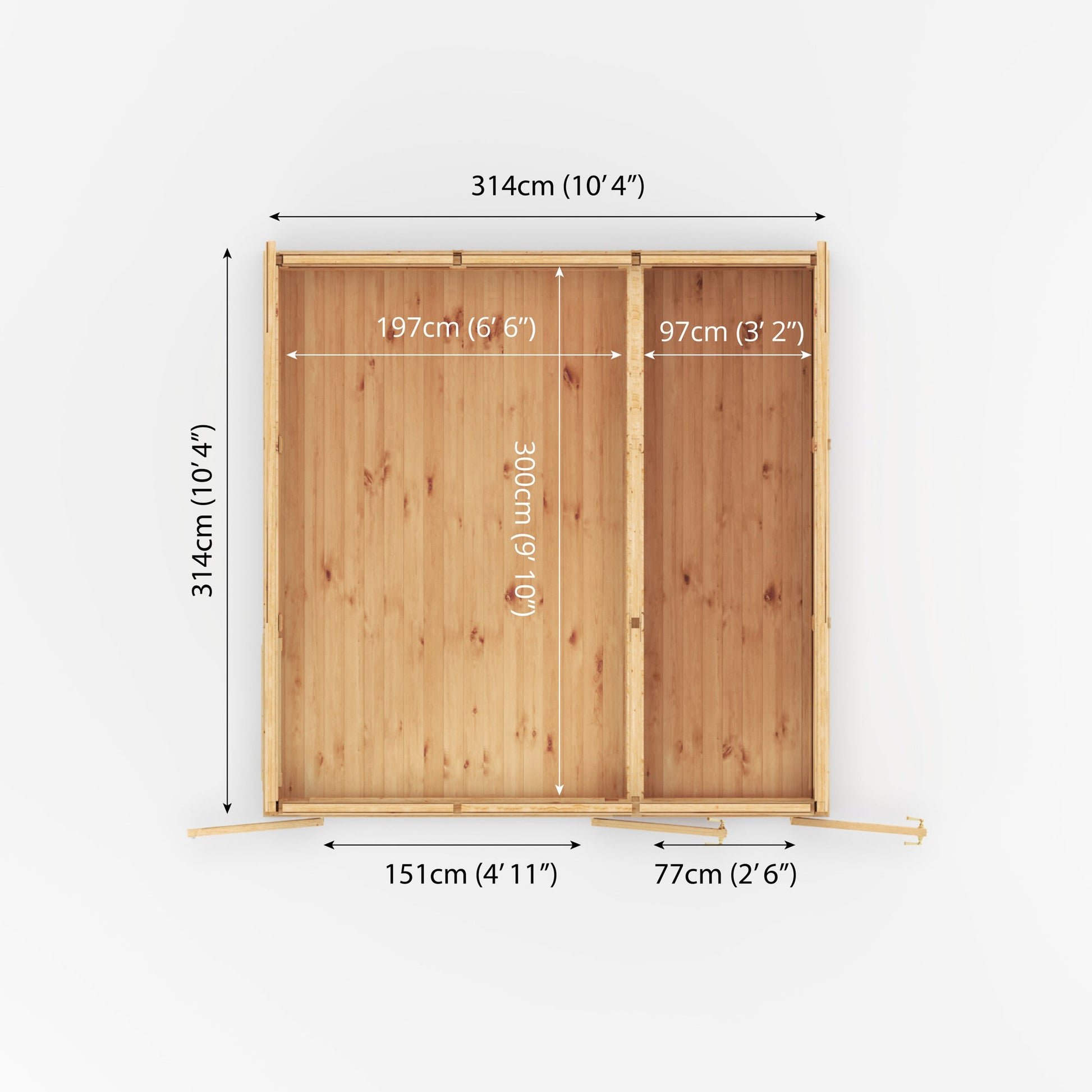 3M X 3M(D) Insulated Garden Room With Side Shed