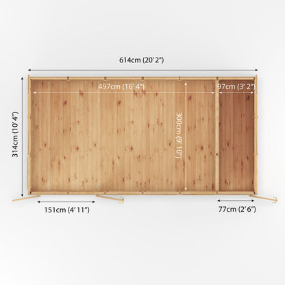 6M X 3M(D) Insulated Garden Room With Side Shed