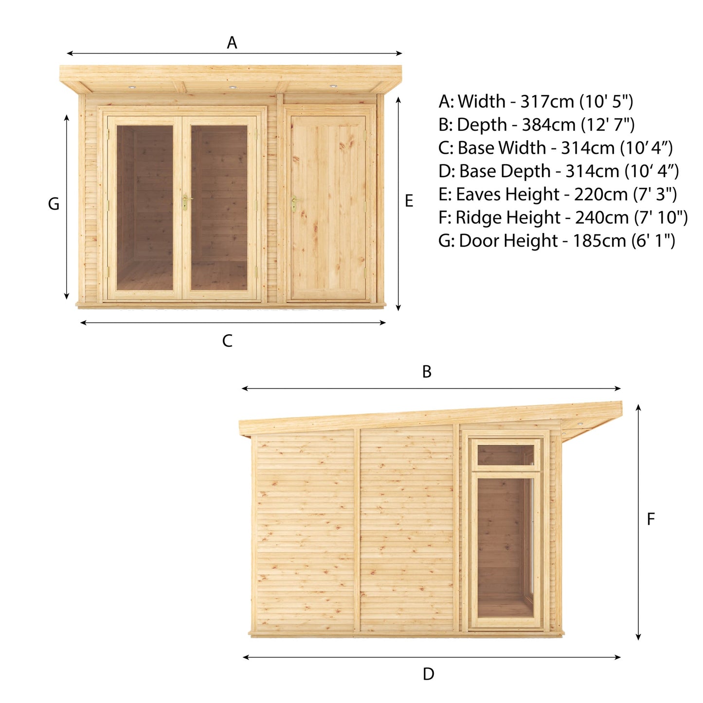 3M X 3M(D) Insulated Garden Room With Side Shed