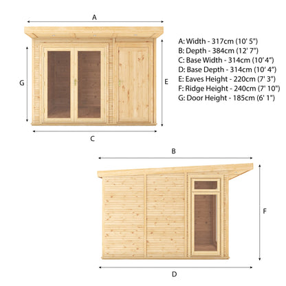 3M X 3M(D) Insulated Garden Room With Side Shed