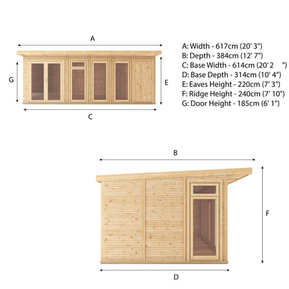 6M X 3M(D) Insulated Garden Room With Side Shed