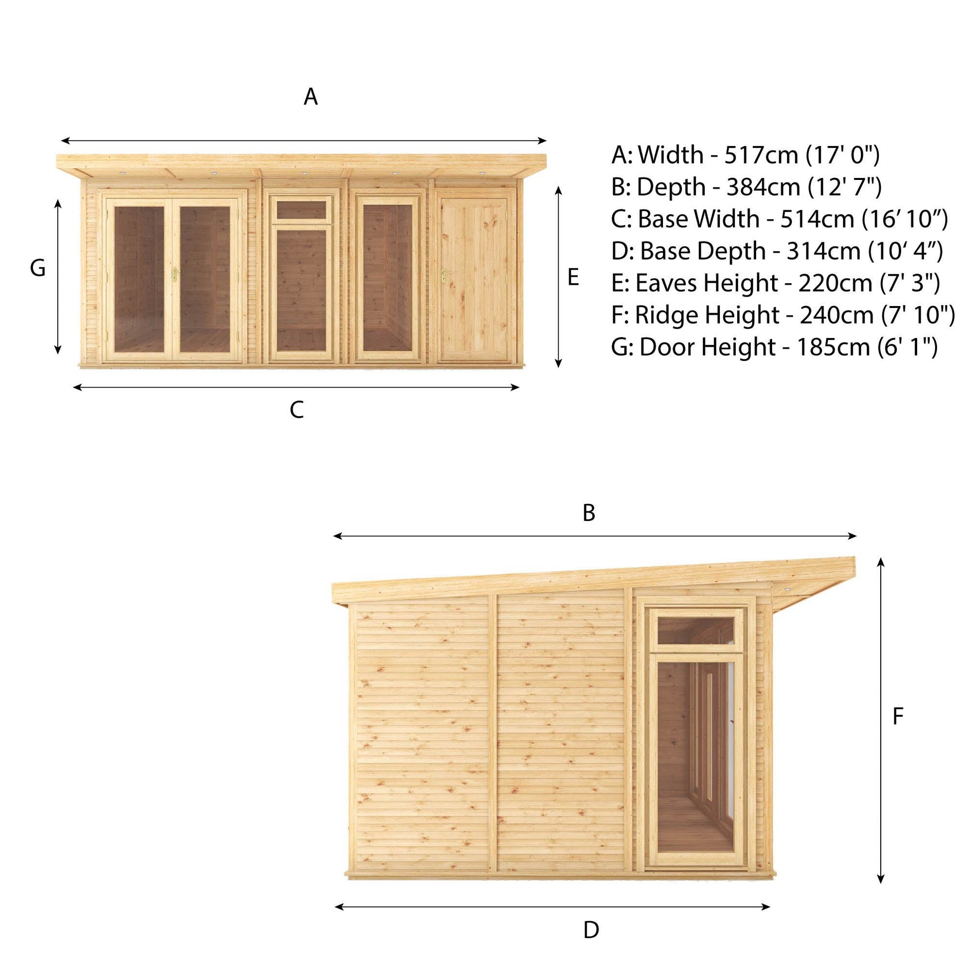 5M X 3M(D) Insulated Garden Room With Side Shed