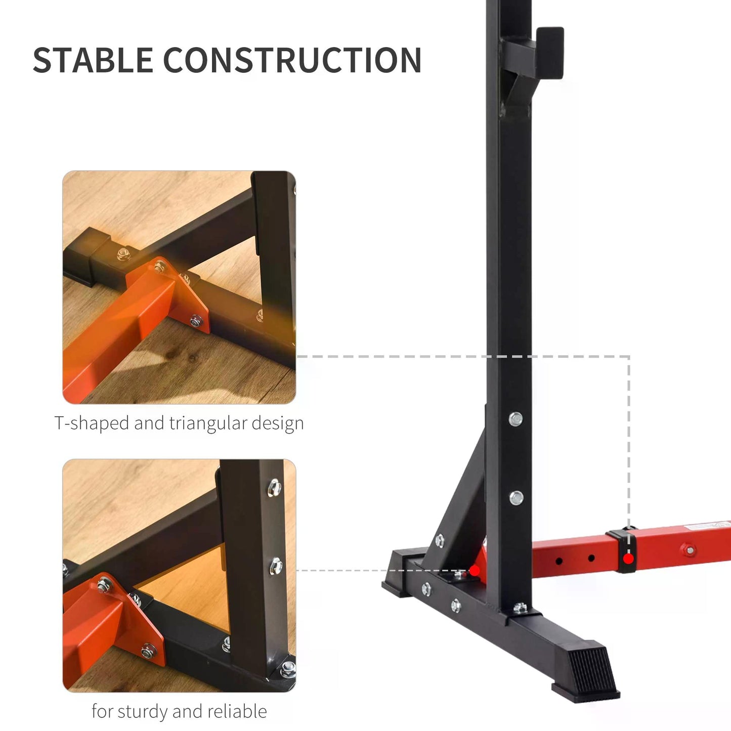 HOMCOM Barbell Rack Squat Dip Stand Weight Lifting Bench Press Home Gym Adjustable Multi-Use Station Fitness Workout Equ