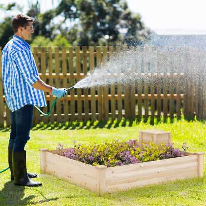 Wood Planter Box Kit with Compost Bin and Open-ended Bottom-Natural