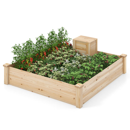 Wood Planter Box Kit with Compost Bin and Open-ended Bottom-Natural