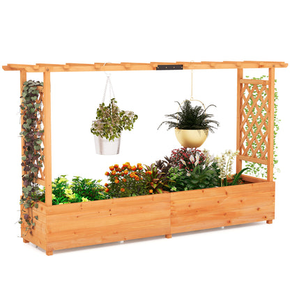 Raised Garden Bed with 2-Sided Trellis and Hanging Roof-Orange