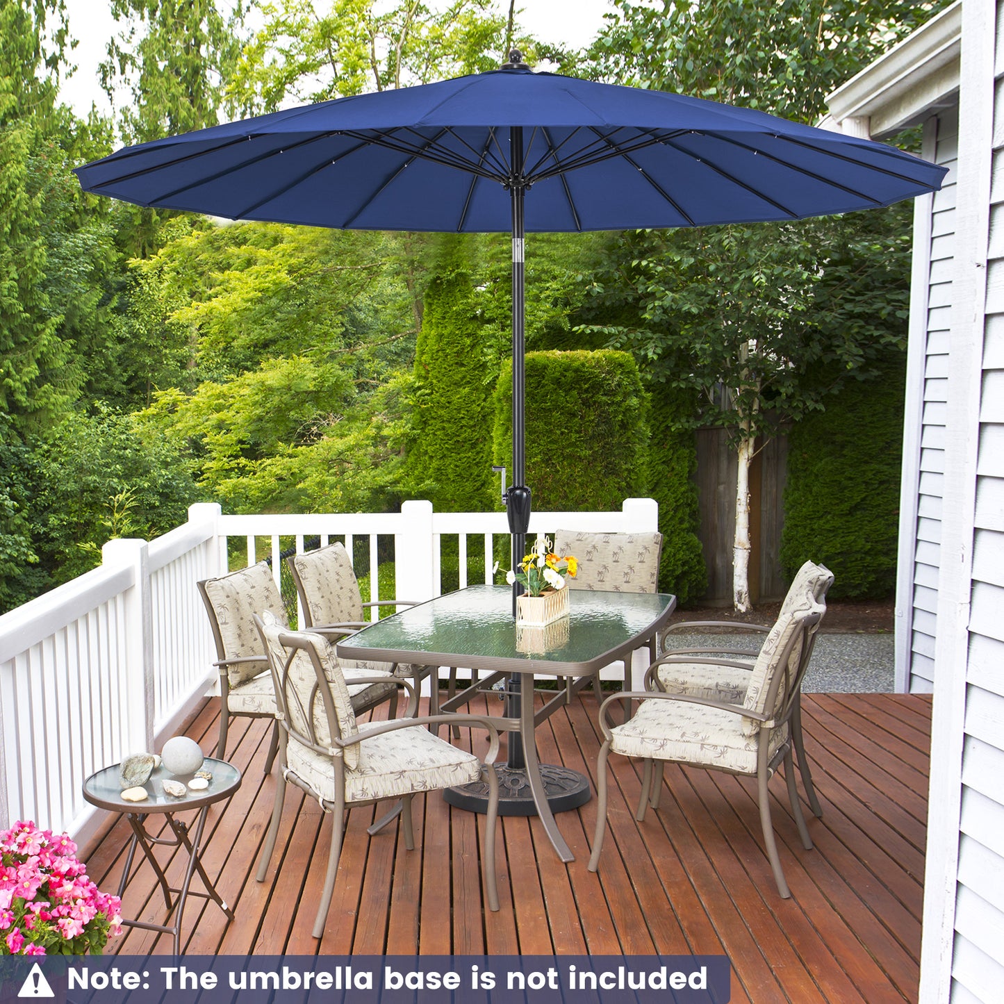 260 cm Round Patio Umbrella with 18 Fiberglass Ribs-Navy