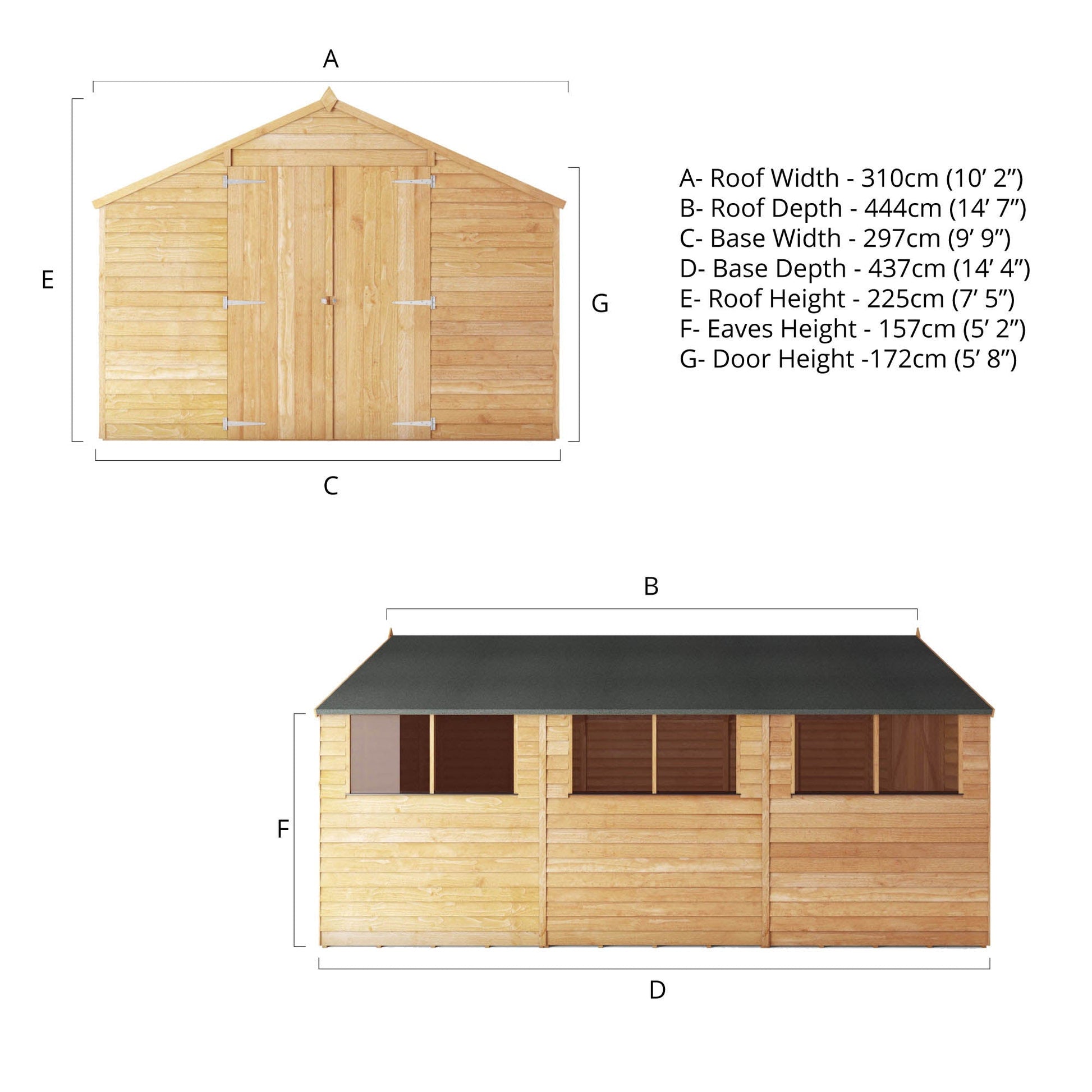 15 X 10 Overlap Apex Shed