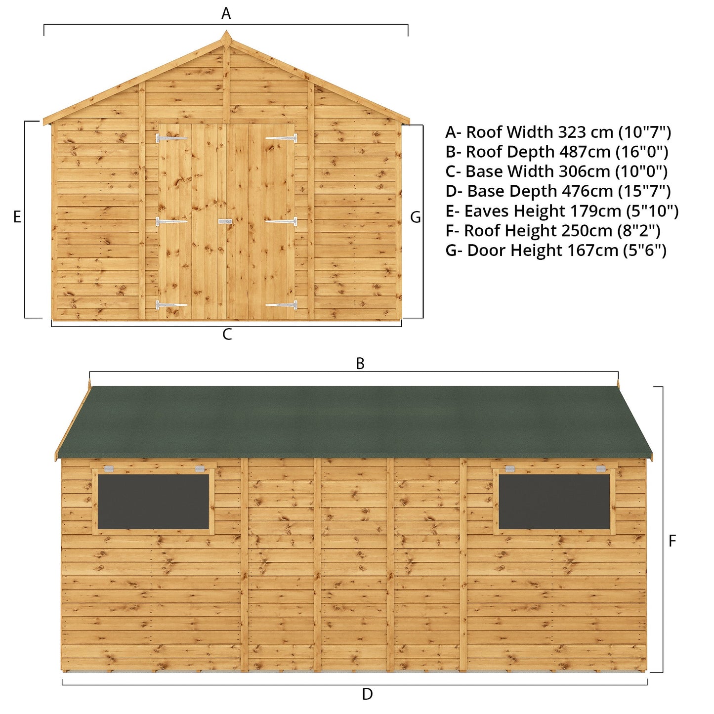 16 X 10 Premium Shiplap Apex Workshop