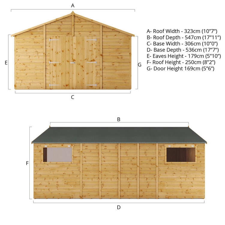 18 X 10 Premium Shiplap Apex Workshop