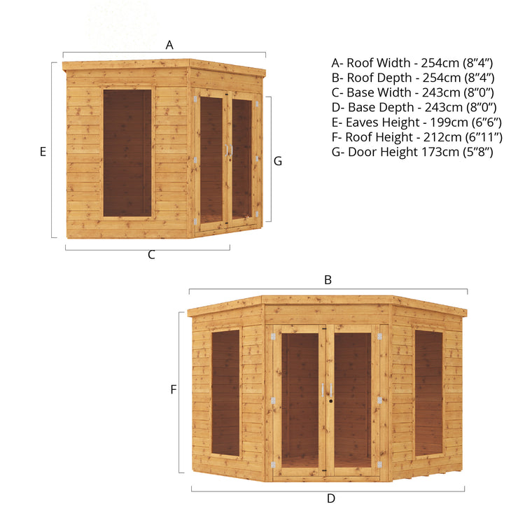 8 X 8 Premium Corner Summerhouse