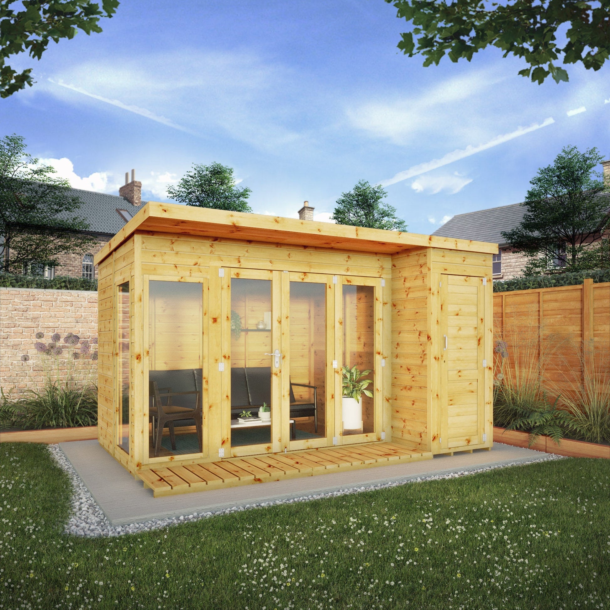 12 X 8 Premium Garden Room Summerhouse With Side Shed