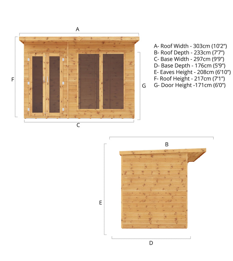 10 X 6 Maine Pent Summerhouse