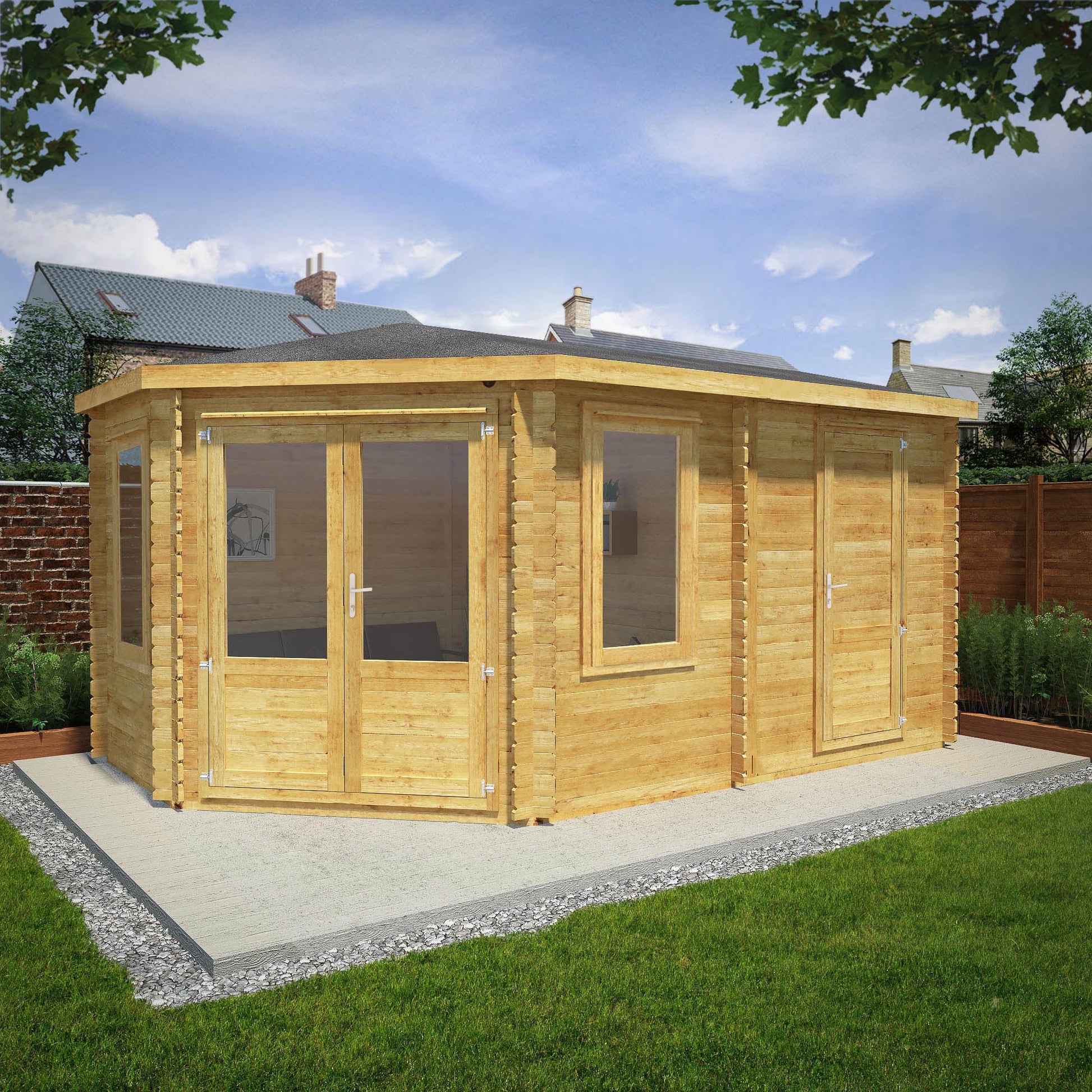 5M X 3M Corner Lodge Plus - 28Mm Double Glazed (Side Shed)