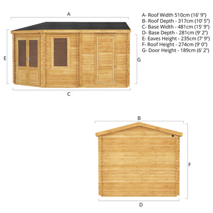 5M X 3M Corner Lodge Plus - 28Mm Double Glazed (Side Shed)