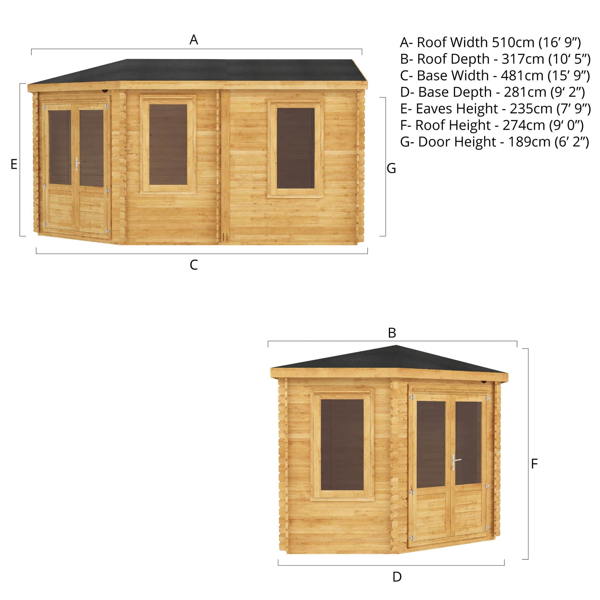 5M X 3M Corner Lodge Grande - 28Mm Double Glazed