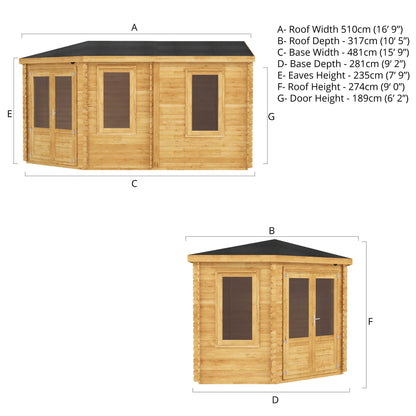 5M X 3M Corner Lodge Grande - 28Mm Double Glazed