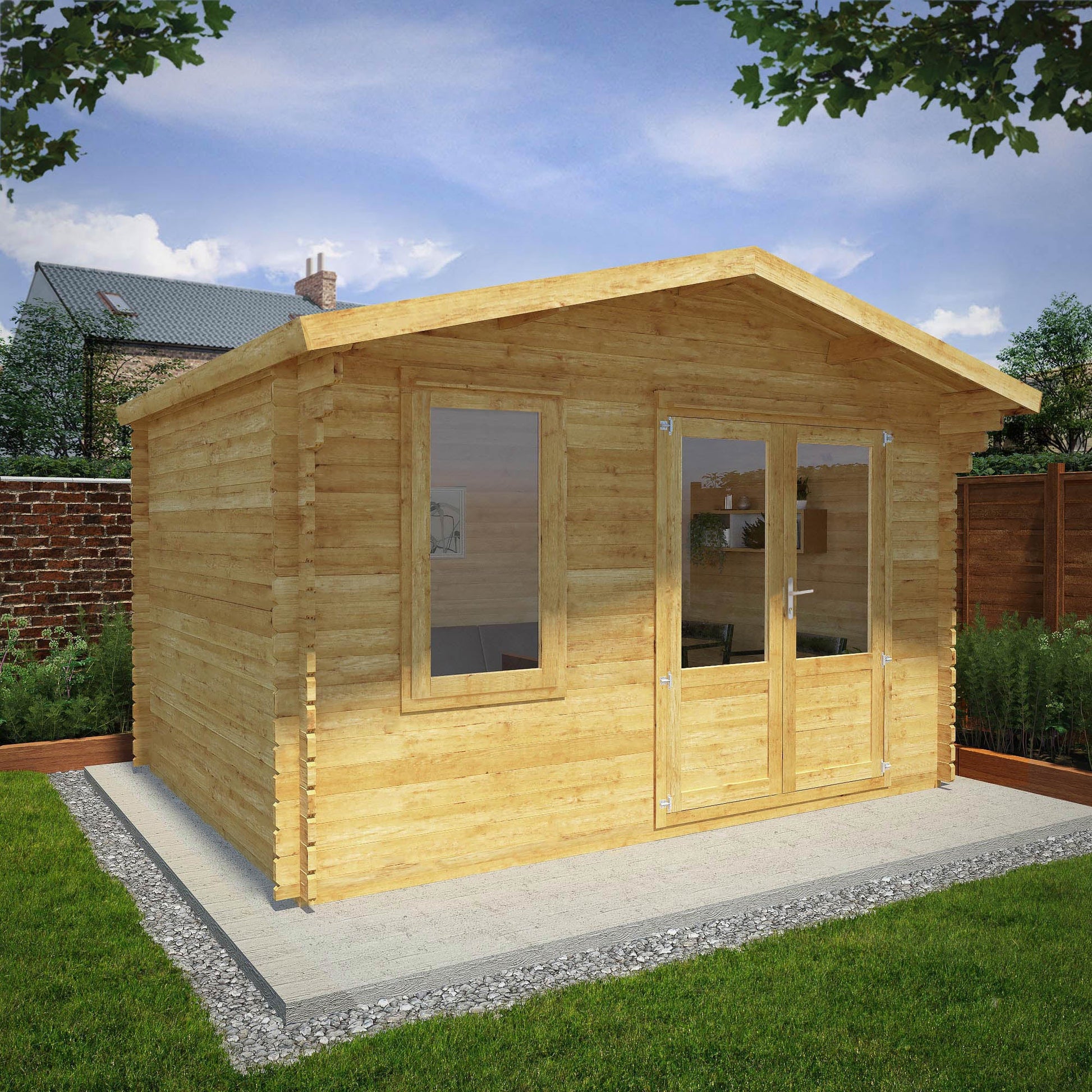 4M X 3M Retreat Log Cabin - 44Mm Double Glazed