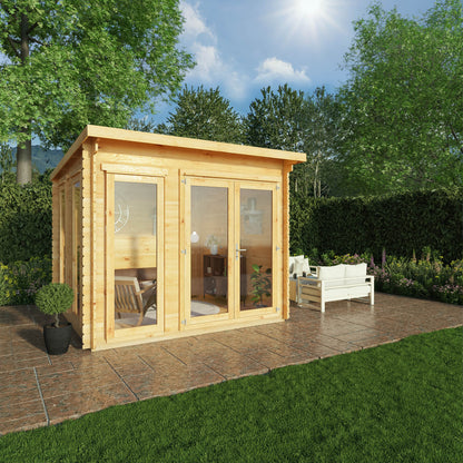 3M X 3M Studio Pent Log Cabin - 34Mm