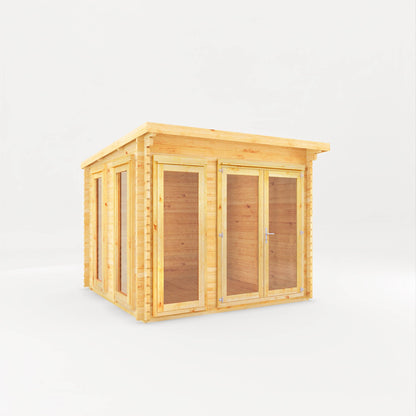 3M X 3M Studio Pent Log Cabin - 34Mm