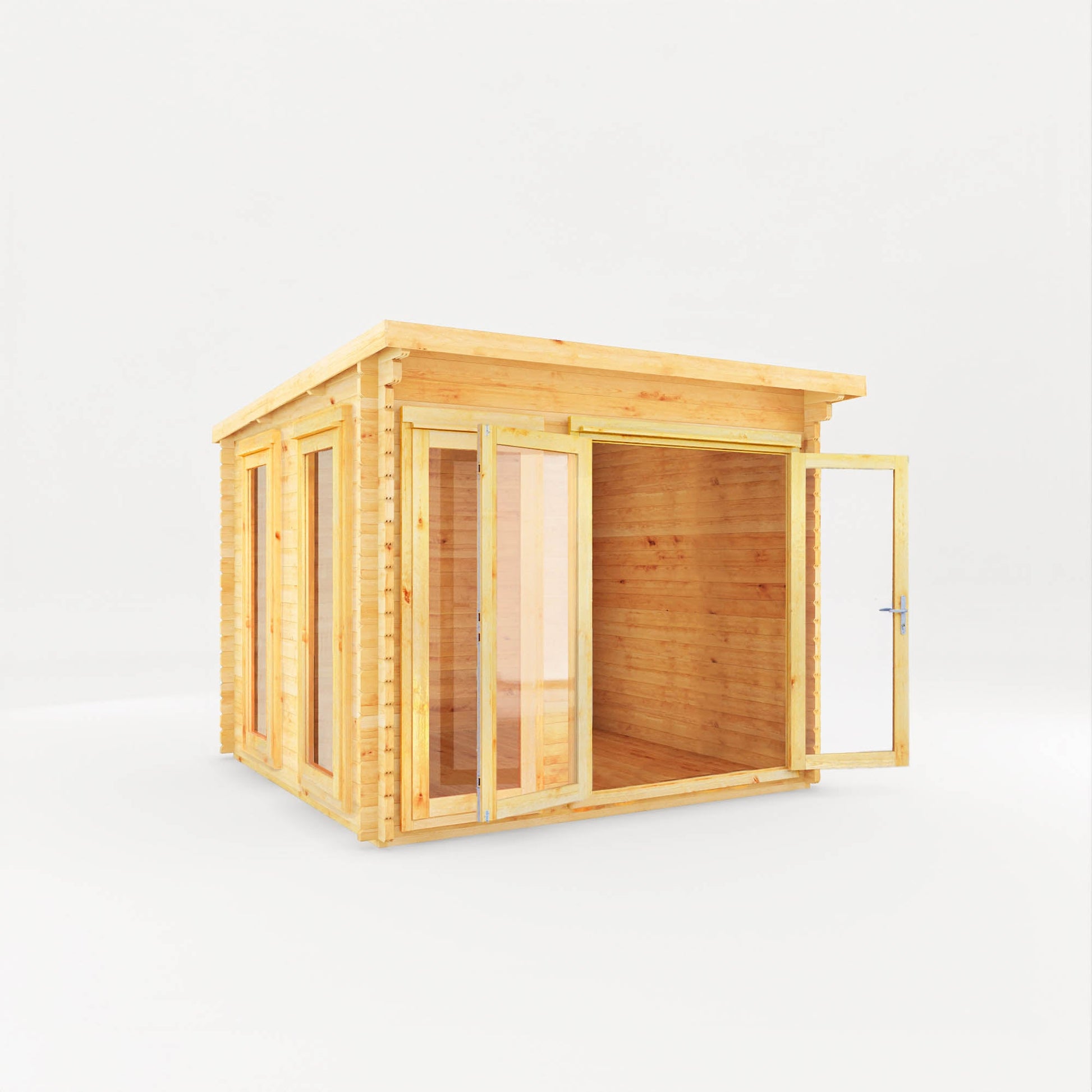 3M X 3M Studio Pent Log Cabin - 34Mm