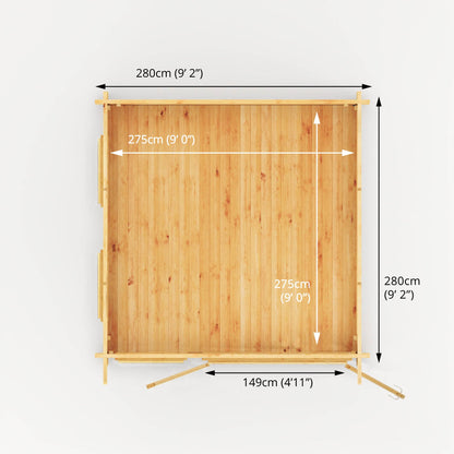 3M X 3M Studio Pent Log Cabin - 28Mm