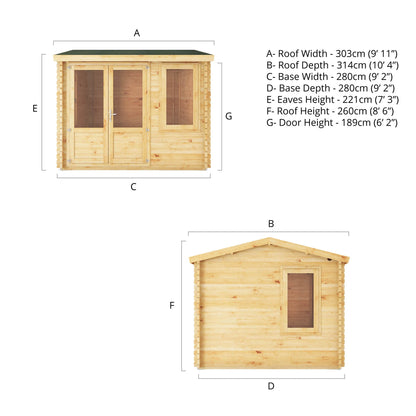 3M X 3M Home Office Elite Log Cabin - 28Mm