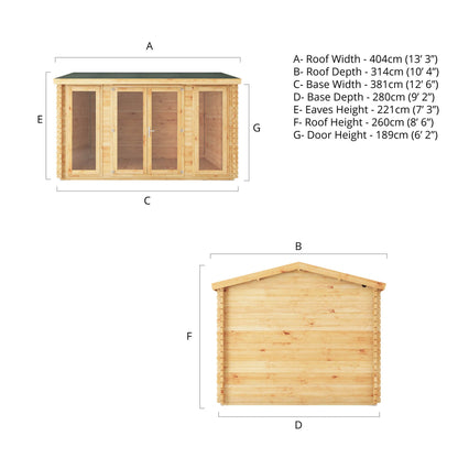 4M X 3M Home Office Director Log Cabin - 28Mm