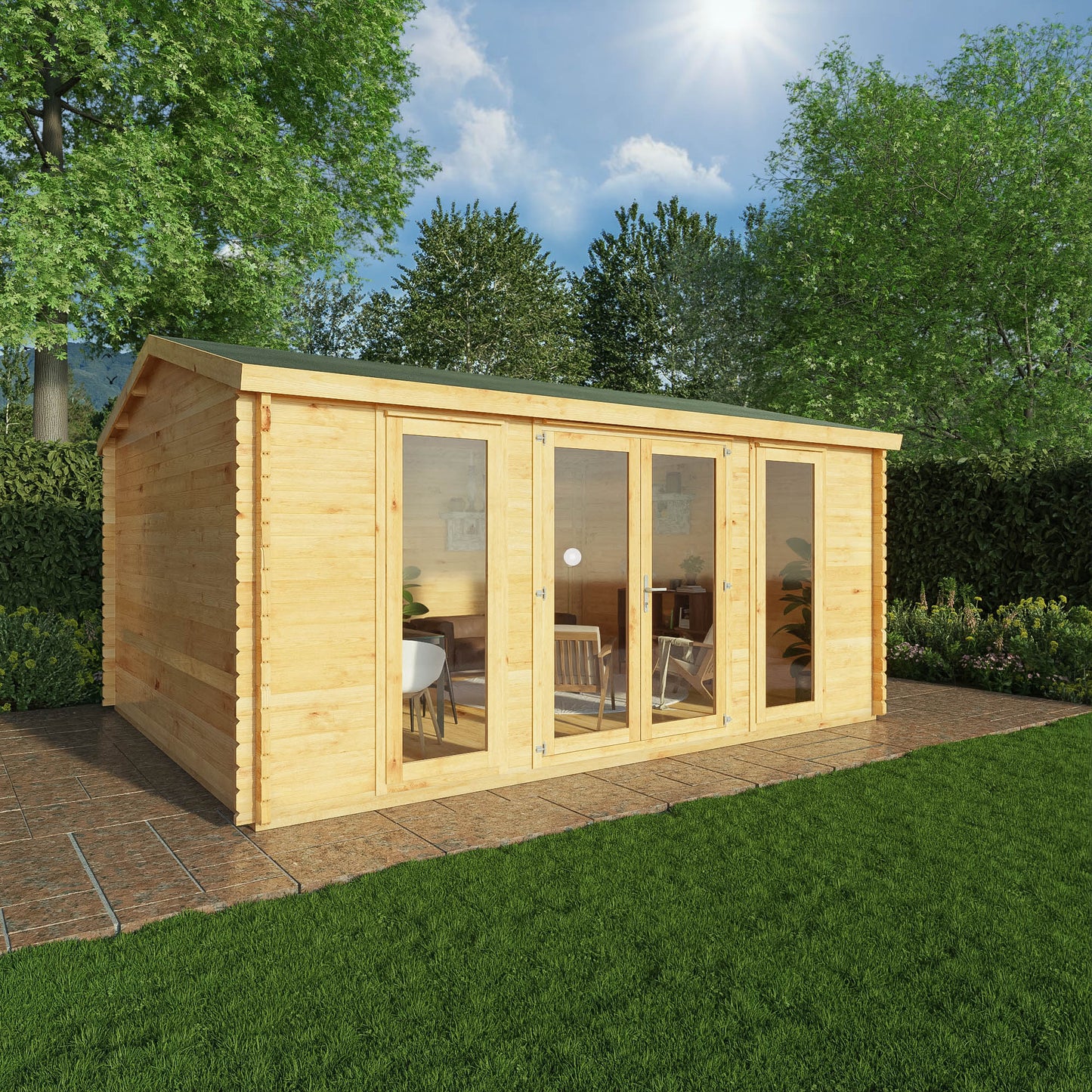 5M X 4M Home Office Director Log Cabin - 44Mm