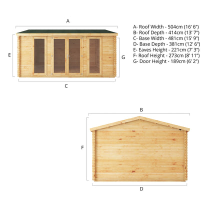 5M X 4M Home Office Director Log Cabin - 28Mm