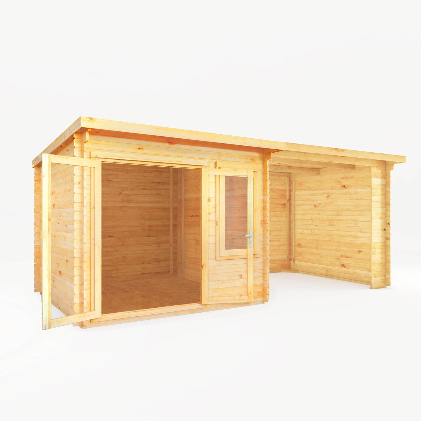 6M X 3M Elite Pent Log Cabin With Patio Area - 28Mm